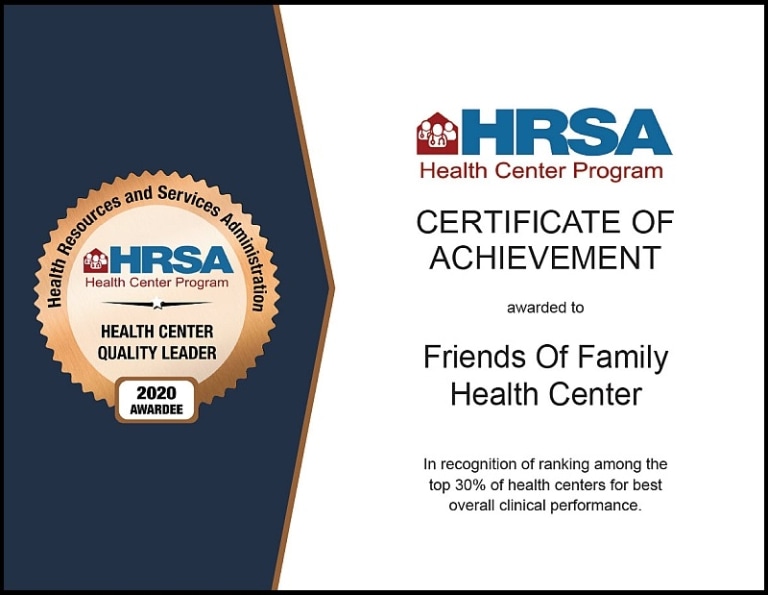 HRSA Certificate of Achievement 2020
